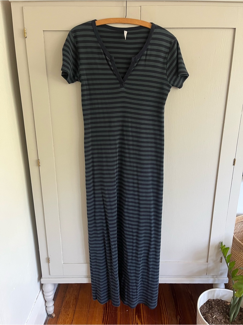Christina Lehr Striped V-Neck Maxi Dress